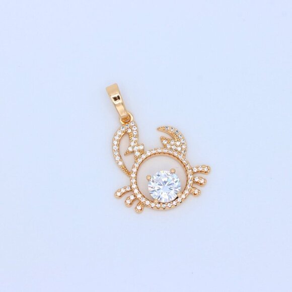 "Cancer Zodiac Rose Gold Pendant with Sparkling CZ Stone Center, XPPT1542 - Picture 11 of 13
